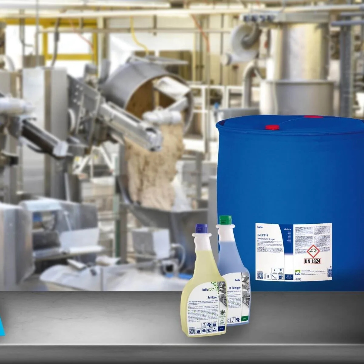 mehrere Reinigungsmittel in einer Produktion