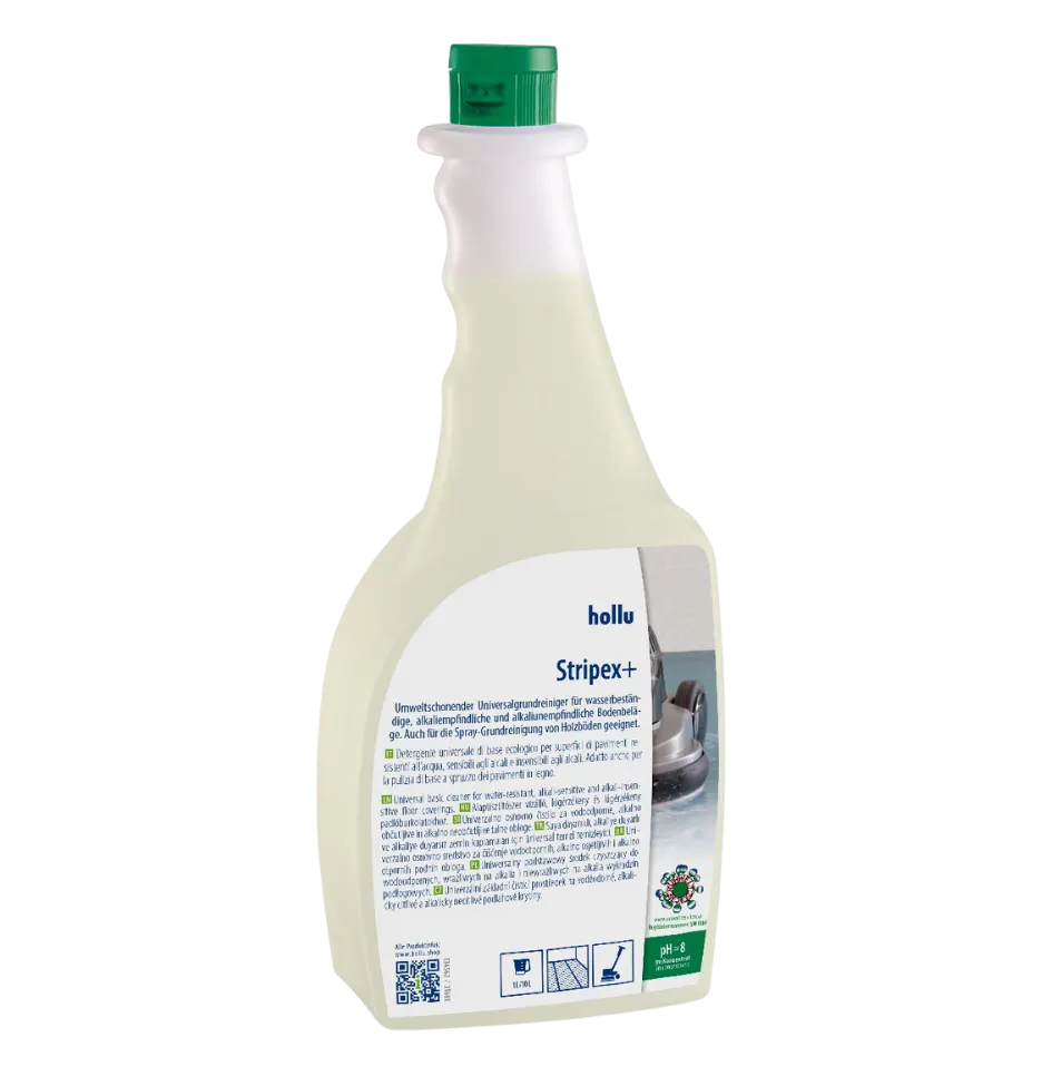 Flasche mit blauer Flüssigkeit und grüner Verschlusskappe